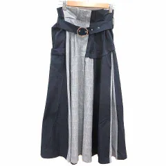 ファーファー furfur フレアスカート ロング マキシ グレンチェック F 紺 ネイビー グレー /YKのサムネイル