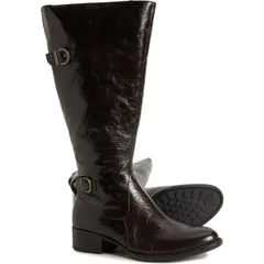 ボーン レディース シューズ ブーツ・レインブーツ レザー Born Gibb High Shaft Boots Leather Wide Calf For Women Charcoal チャコール
