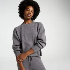 キャリー レディース アウター ニット・セーター CALIA Womens Clean Crew Sweater Dark Heather Grey グレー