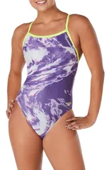 スピード レディース 水着 上下セット Speedo Womens Cyclone Swirl Flyback Purple パープル