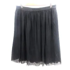 ペイトンプレイス PEYTON PLACE チュールスカート ギャザー ひざ丈 レース 13 XL 黒 ブラック /AUのサムネイル