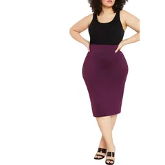 エロクイ レディース ボトムスカート プラスサイズ ELOQUII Womens Plusize Neoprene Pencil Skirt Potent Purple パープル