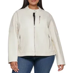 リーバイス レディース アウター ジャケット・ブルゾン プラスサイズ レザー Plusize Levis FauxLeather Motorcycle Racer Jacket Oyster