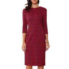 アレグラ ケー レディース トップス ワンピース ウエストマーク ALLEGRA K Womens Elegant Cinched Waist Bodycon Dress Red レッド