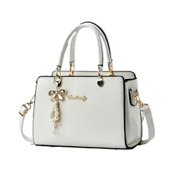 [Electric Circus] かっこいい かわいい おしゃれ プレゼント 人気 子供 キッズ 女の子 小学生 中学生 用 無地 ショルダーバック かばん ばっぐ トート 斜めがけ ポシェット 軽量 旅行 パーティー 結婚式 レディース ホワ [ホワイト]