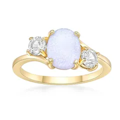 Gemminded レディース アクセサリー リング Gemminded 2 Micron Gold Over Silver LabCreated Opal LabCreated White Sapphire Ringold Tone ゴールド
