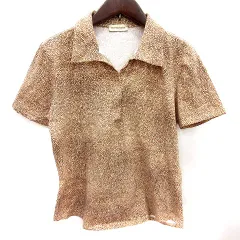 ボルボネーゼ BORBONESE カットソー Vネック 半袖 総柄 XL 茶 ブラウン /RT