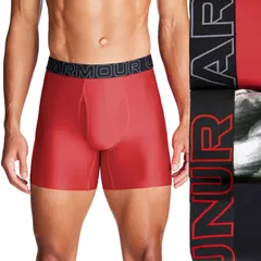 アンダーアーマー メンズ アンダーウェア ボクサーパンツ Mens Under Armour 3pack Performance Tech 6in Boxer Briefs Red レッドのサムネイル