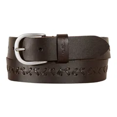 エディー バウアー レディース アクセサリー ベルト レザー Womens Eddie Bauer 125in Center Lacing Detailed Leather Belt Brown ブラのサムネイル