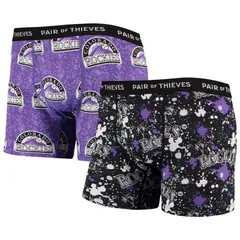 アンブランデッド メンズ アンダーウェア ボクサーパンツ Unbranded Mens Pair of Thieves BlackPurple Colorado Rockiesuper Fit 2Pack Boxer Briefset Rck Black ブラ