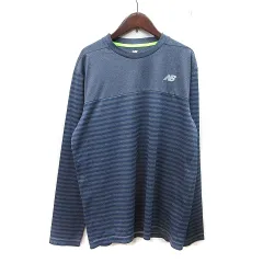 ニューバランス NEW BALANCE Tシャツ カットソー 長袖 ボーダー XL 紺 ネイビー /YIのサムネイル