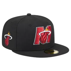 ニューエラ メンズ アクセサリー 帽子 Mens New Era Black Miami Heat Deceptor 59FIFTY Fitted Hat Hea Black ブラック