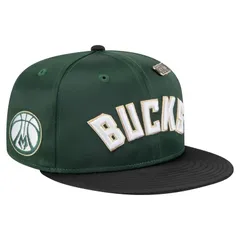 ニューエラ メンズ アクセサリー 帽子 ヴィンテージ サテン Mens New Era Hunter GreenBlack Milwaukee Bucks Throwback Satin Vintage Pin TwoTone 59FIFTY Fitted H