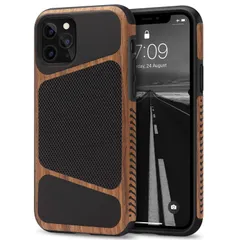 Tasikar iPhone11 Pro ケース 天然木層 とナイロン ファブリックレザーのデザインソフトケース ワイヤレス充電 アイフォン11 Pro カバー