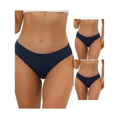 アレグラ ケー レディース アンダーウェア パンツ プラスサイズ ALLEGRA K 3 Packs Womens Underwear Midwaisted Hipster Panties Available In Plusize Navy Blue ネイビー