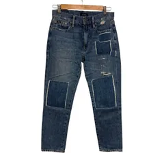  ポロラルフローレン POLO RALPH LAUREN レディース デニムパンツ パッチワーク ビッグポニー刺繍 綿100% 24インチ ブルー THE AVERY BOYFRIEND RN41381【KN2】