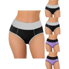 アレグラ ケー レディース アンダーウェア パンツ ハイウエスト プラスサイズ ALLEGRA K 5 Packs Womens High Waistummy Control Colorblock Brief Available In Plusize Blac