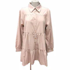 ミシェルマカロン michell Macaron シャツワンピース ミニ 長袖 F ベージュ /YKのサムネイル