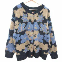 サマンサモスモス SM2 カーディガン ニット 花柄 長袖 F 紺 ネイビー /YK