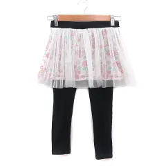 西松屋 ニシマツヤ パンツ レギンス レギパン スカート付き チュール 花柄 120ｃｍ 白 ホワイト 黒 ブラック ピンク 黃 イエロー 緑 グリーン /MS