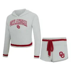 アンブランデッド レディース アンダーウェア ナイトウェア ショートパンツ パーカー Unbranded Womens Conceptsport GrayCrimson Oklahoma Sooners Whitley Long Sleeve Hoodie T