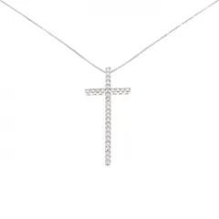 K18WG クロス ダイヤモンド ネックレス 0.56CT