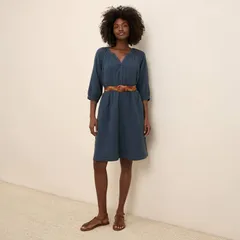 パクト レディース トップス ワンピース コットン Pact Coastal Double Gauze Peasant Dress Made With Organicotton French Navy ネイビー