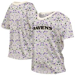 뉴엘라 여성 탑스 티셔츠 플라워 무늬 플라워 Womens New Era Cream Baltimore Ravens Glam Game Floral TShirt Rav Beige 베이지