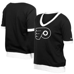 뉴엘라 여성 탑스 티셔츠 Womens New Era Black Philadelphia Flyers Game Day Rhinestuds TShirt Fly Black