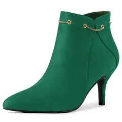 アレグラ ケー レディース シューズ ブーツ・レインブーツ アンクル ヒール ALLEGRA K Womens Pointed Toe Side Zip Stiletto Heel Ankle Booties Emerald Green グリーン
