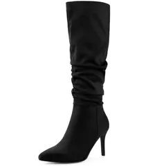 アレグラ ケー レディース シューズ ブーツ・レインブーツ ヒール ALLEGRA K Womenslouch Pointed Toe Stiletto Heel Knee High Boots Black ブラック