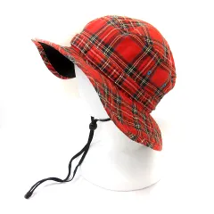 コロンビア Columbia 帽子 バゲットハット チェック ロゴ S/M 赤 レッド /RT