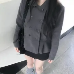 エイブリー ダブル ショートコート グレー