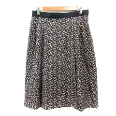 キース KEITH フレアスカート ミモレ ロング 花柄 42 M 黒 ブラック /MN