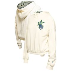 뉴 엘라 여성 탑스 티셔츠 플라워 무늬 크롭드 플라워 파커 Womens New Era Cream Dallastars Glam Game QuarterZip Cro