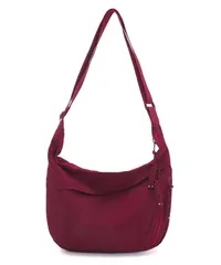 [Aivory] [アイボリー] レディース ショルダーバッグ ラウンドショルダー ルーミー バッグ 斜めがけ クロスボディ ムーンバッグ ナイロン 軽量 シンプル マルチポケット カバン ポーチ (ブルゴニュー) [ブルゴニュー]