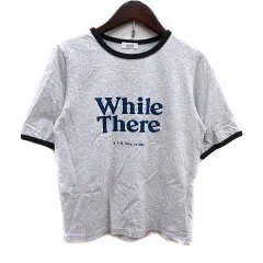 ローリーズファーム LOWRYS FARM Tシャツ カットソー クルーネック ロゴプリント 半袖 F ライトグレー /YK