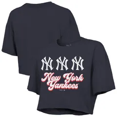 マジェスティック レディース トップス Tシャツ Womens Majestic Threads Navy New York Yankees Boxy Crop TShirt Ynk Navy ネイビー