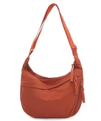 [Aivory] [アイボリー] レディース ショルダーバッグ ラウンドショルダー ルーミー バッグ 斜めがけ クロスボディ ムーンバッグ ナイロン 軽量 シンプル マルチポケット カバン ポーチ (オレンジ) [オレンジ]