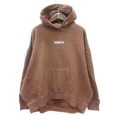 ペニーズ PENNYS パーカー プルオーバー プリント 長袖 裏起毛 オーバーサイズ 茶 ブラウン /MN