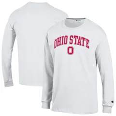 チャンピオン メンズ トップス Tシャツ ロゴ Mens Champion White Ohio State Buckeyes Arch Over Logo 2Hit Long Sleeve TShirt Osu White ホワイト