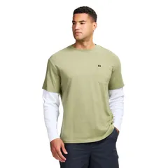 キャタピラー メンズ トップス Tシャツ Mens Caterpillar Thermal Waffle Long Sleeve Twofer Pocketee Green グリーンのサムネイル