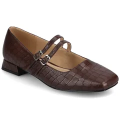 ジャーニー レディース シューズ サンダル Journee Gredah Double Buckle Womens Mary Jane Dress Flats Croco Brown ブラウン