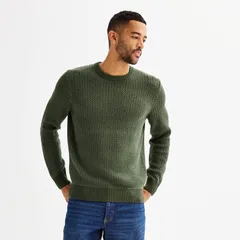 ソノマ メンズ アウター ニット・セーター クルーネック Mensonoma Goods For Life Midweight Birdseye Crewneck Sweater Olive オリーブのサムネイル
