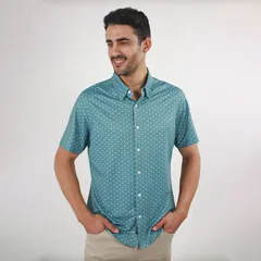 ジャックスガールフレンド メンズ トップス Tシャツ ニット Mens JACHS NY Short Sleeve 4Way Stretch Knit Performance Shirteal Print ティール