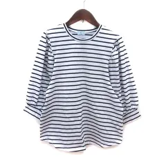 クミキョク 組曲 KUMIKYOKU カットソー クルーネック ボーダー バルーンスリーブ 七分袖 F 白 ホワイト 黒 ブラック /MS