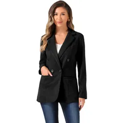 アレグラ ケー レディース アウター ジャケット・ブルゾン スエード ブレザー ALLEGRA K Faux Suede Blazer For Womens Dressy Lapel Collar Double Breasted Suit Jacket Bla