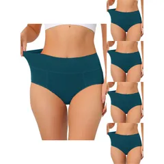 アレグラ ケー レディース アンダーウェア パンツ ハイウエスト プラスサイズ コットン ALLEGRA K 5 Packs Womens Cotton High Waist available In Plusize Tummy Control Underwe