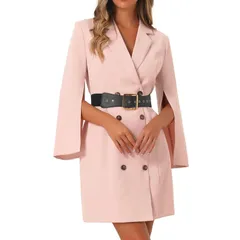 アレグラ ケー レディース トップス ワンピース ボタンダウン ブレザー ALLEGRA K Womens Elegant Slit Sleeve Button Down Work Office Belted Blazer Dress Pink ピンク
