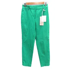 プラステ PLST テーパードパンツ センターステッチ 麻混 リネン混 XS 緑 グリーン /AU
